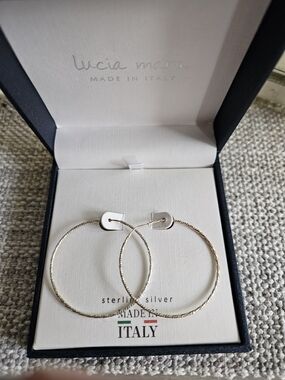 .925 Silver And Gold-Tone Textured Hoop Earrings